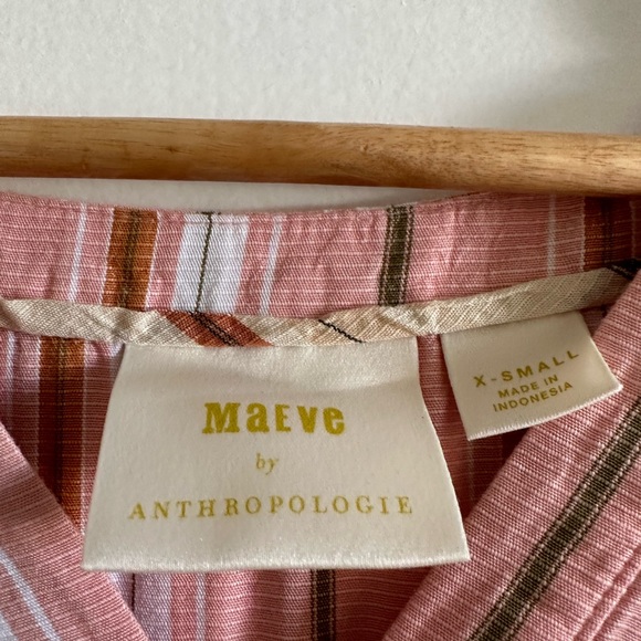 Anthropologie Maeve Pink Brenda Striped Balloon Sleeve Blouse size XS EUC - Picture 6 of 8